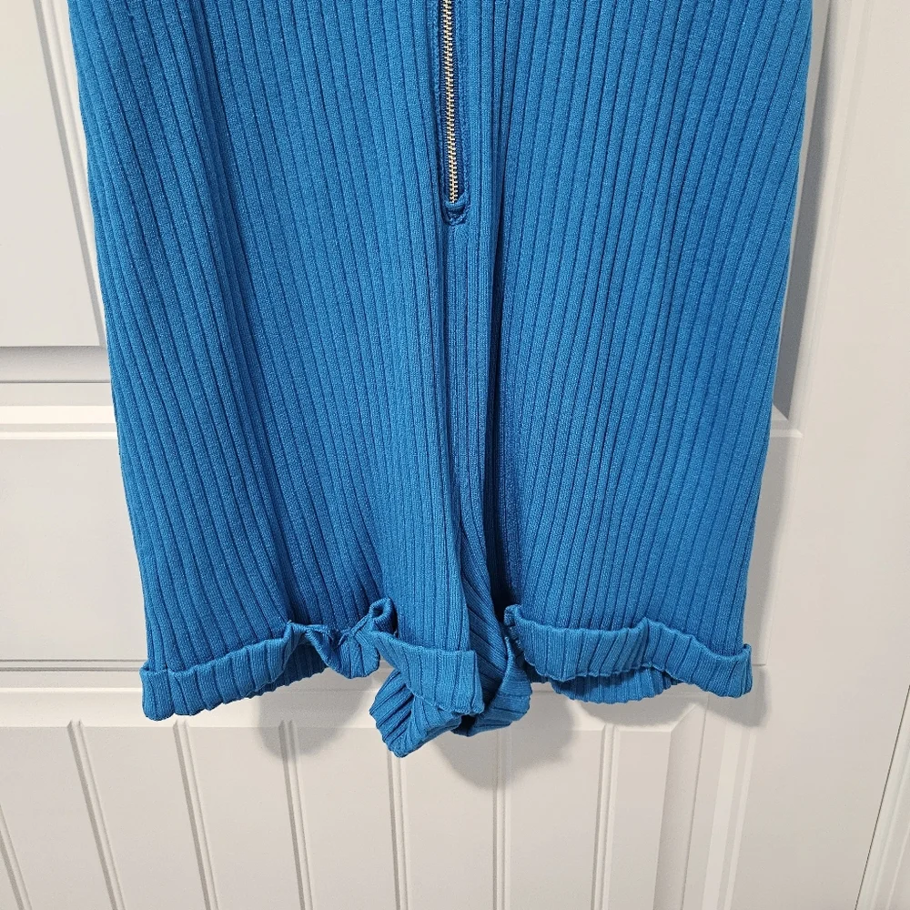 Show Me‎ Your Mumu All in One Romper Teal Rib Knit Small Zip Front Sleeveless - Picture 6 of 9